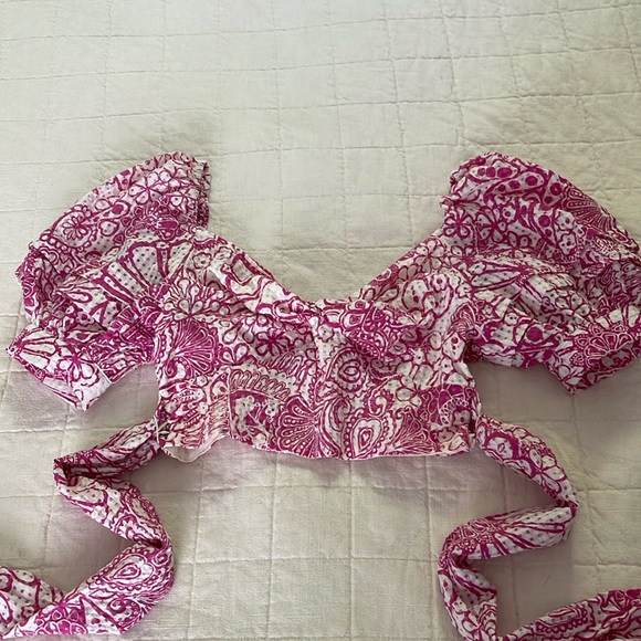 XSP Maeve by Anthropologie Pink Crop Blouse - Picture 4 of 10